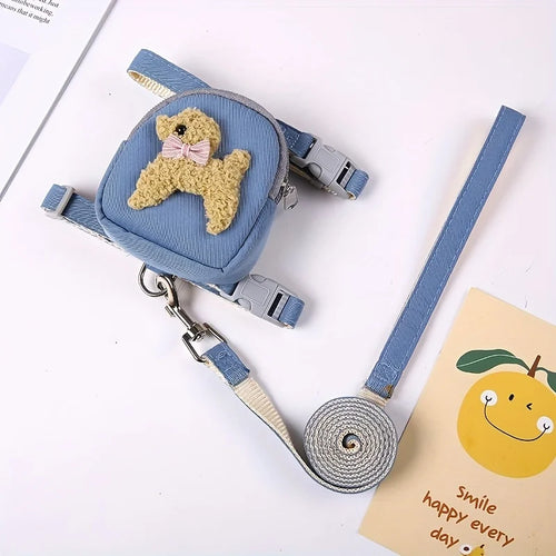 Adjustable Soft Pet Vest with Backpack and Leash for Small and Medium