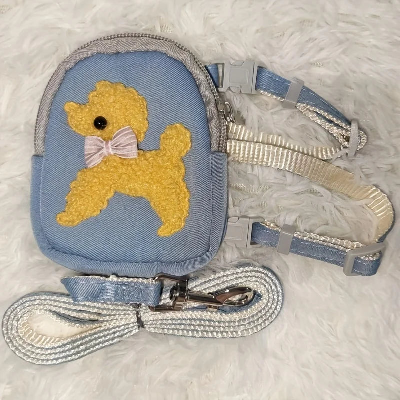 Adjustable Soft Pet Vest with Backpack and Leash for Small and Medium