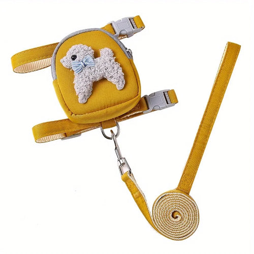 Adjustable Soft Pet Vest with Backpack and Leash for Small and Medium